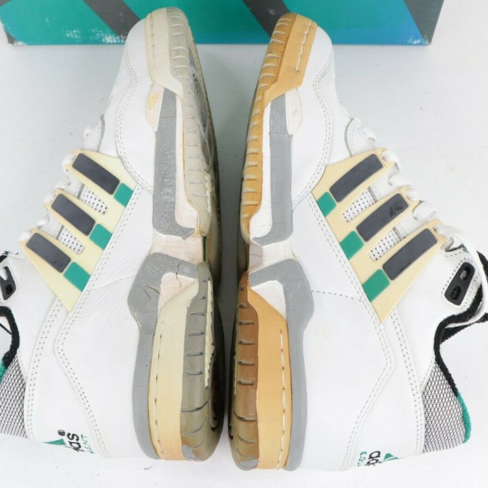 NOS Vintage 90s Adidas EQT Basketball Mid Sneakers Shoes White Green - Picture 6 of 11